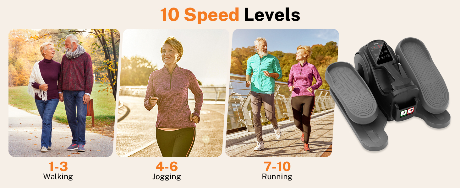 Еліптичний тренажер Gonex під стіл для літніх людей з 10 рівнями опору, тренажер для ніг, як у телепередачі, педальний тренажер, 10 швидкостей та 3 автоматичні режими, чорний