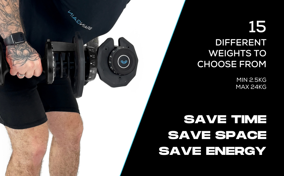 Регульовані гантелі BRAINGAIN, 15-17 кг, Smart-Click, антиковзний грип, 2 шт. по 40 кг