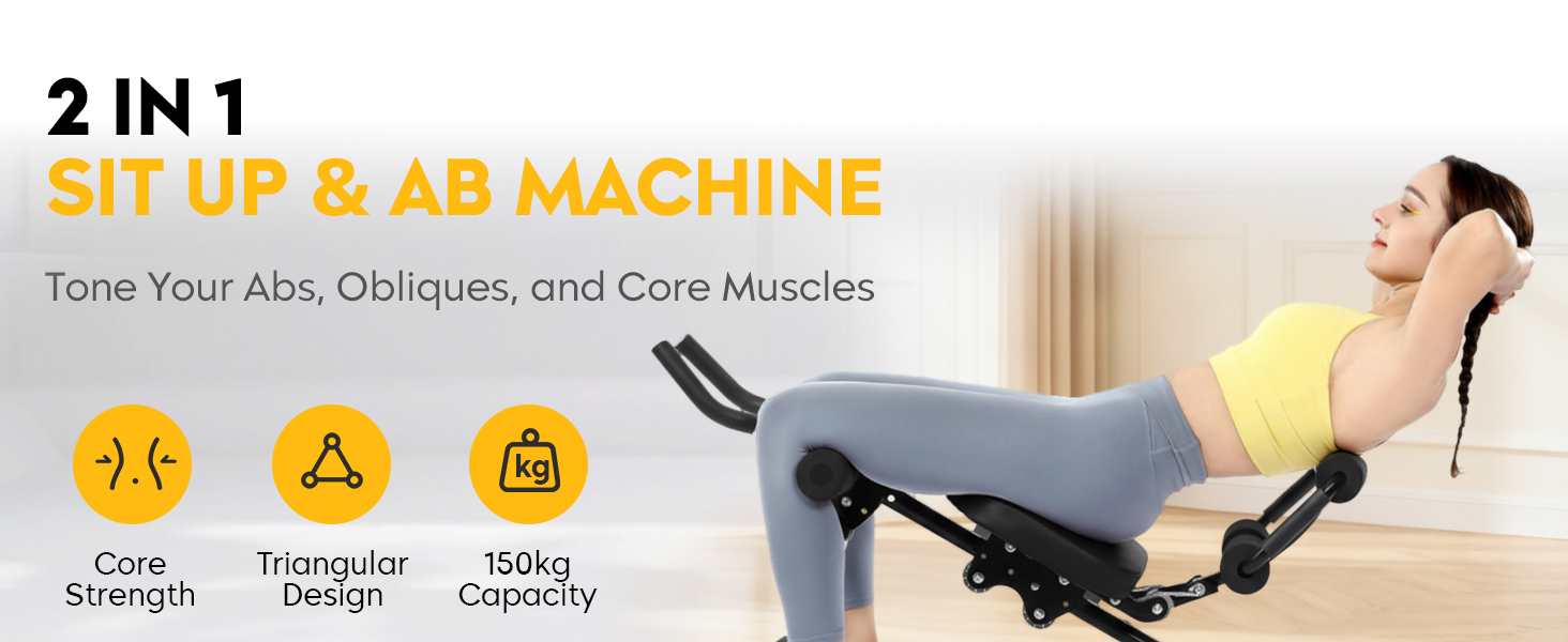 Тренування пресу GuuG: компактний тренажер для дому. Зручний, складаний, для чоловіків та жінок. Чорний колір.