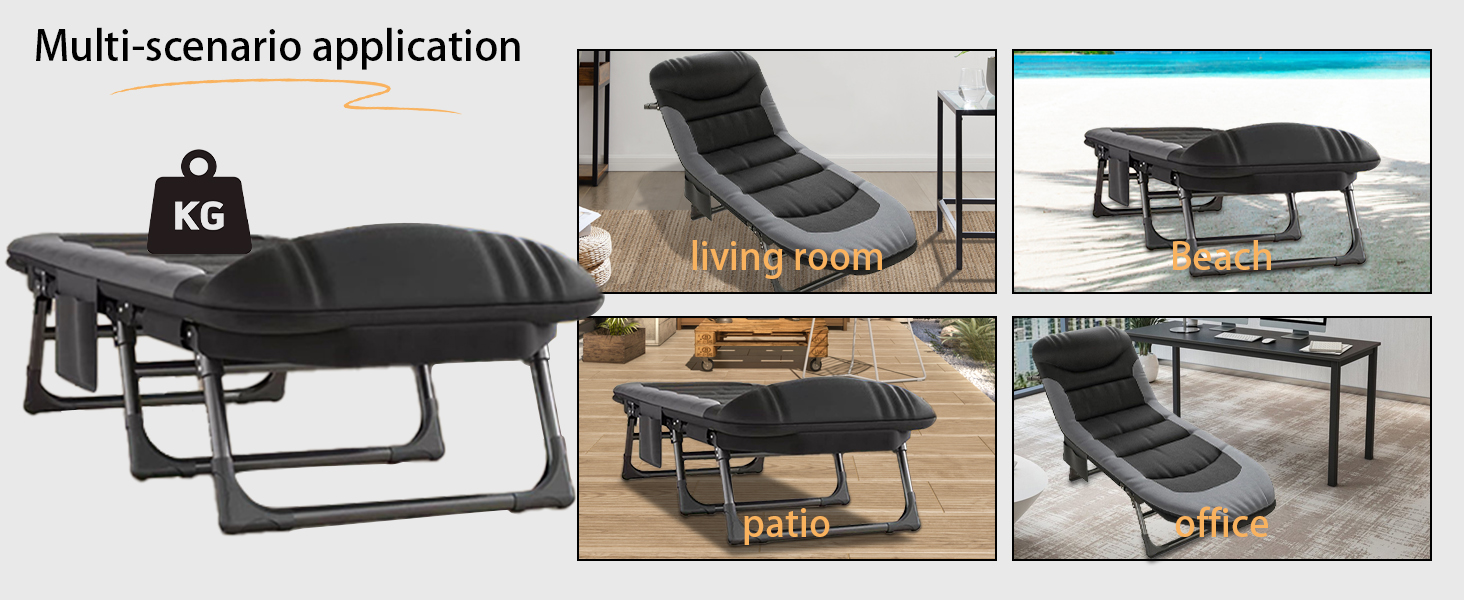 Розкладне ліжко Cozykimo для кемпінгу з матрацом: туристичне, для риболовлі, гостей, сад, будинок (чорне)