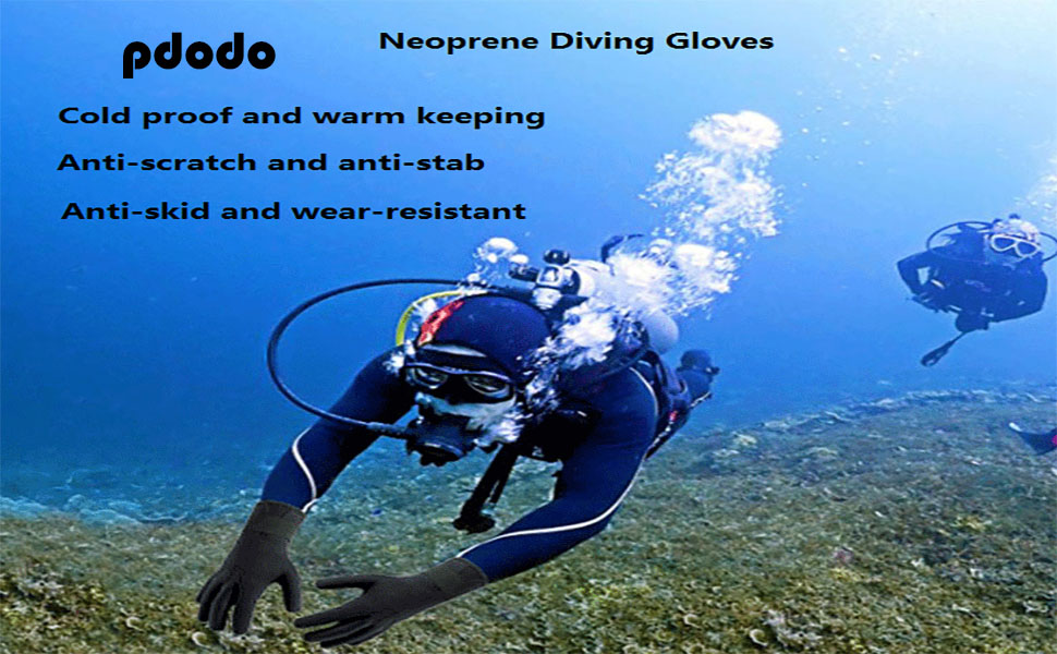 Рукавички для дайвінгу pdodo з неопрену 3/5 мм, чорні, непромокаючі, для чоловіків та жінок, для плавання, серфінгу та риболовлі