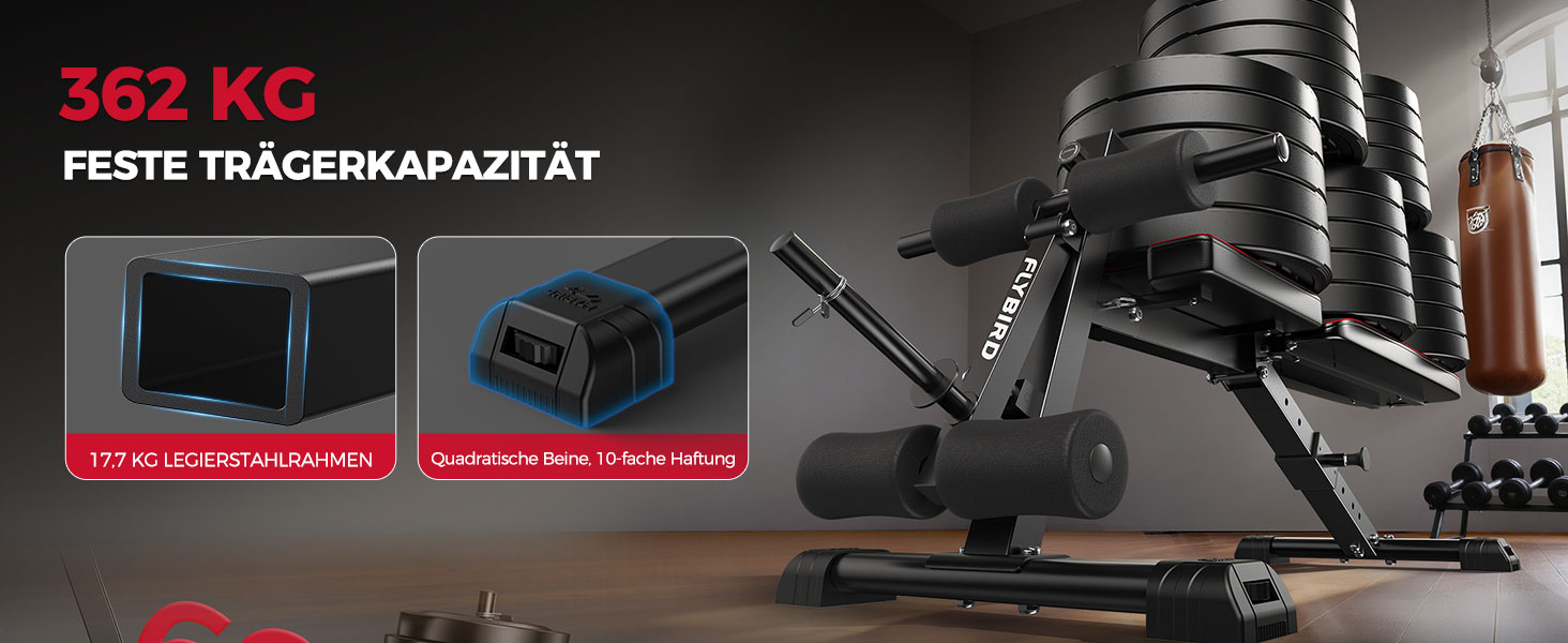 Відкидна лава для тренувань FLYBIRD M-360KG: регульована, до 544 кг, для дому