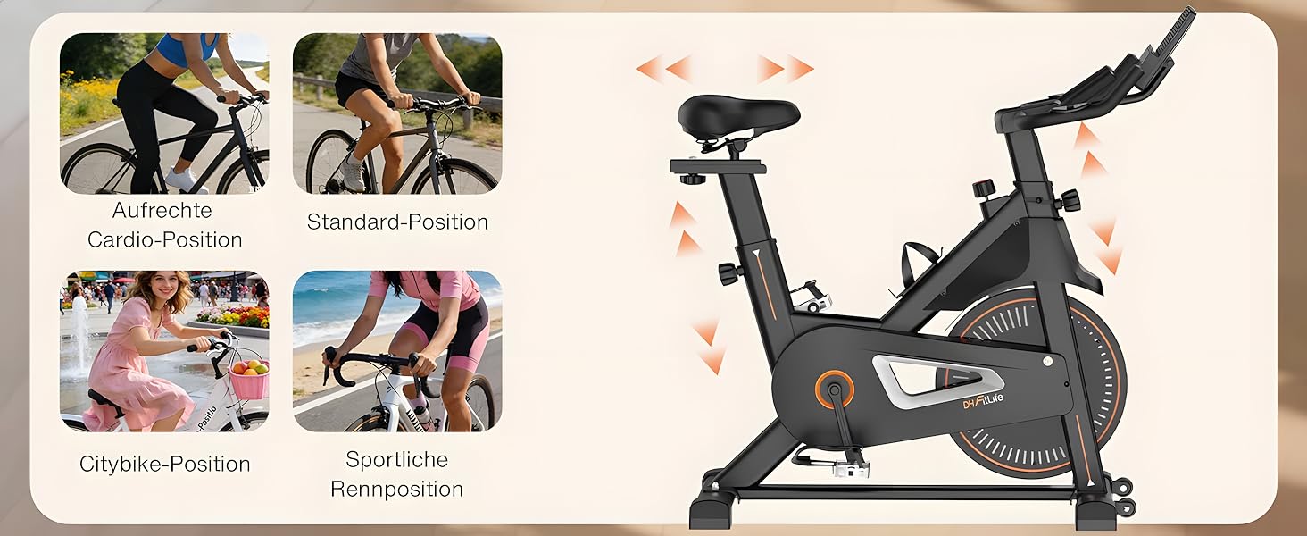 DH FitLife 2026: Електричний велотренажер з пульсомером та APP | Безшумний велоергометр для дому | Фітнес-велосипед з новим кермом та монітором