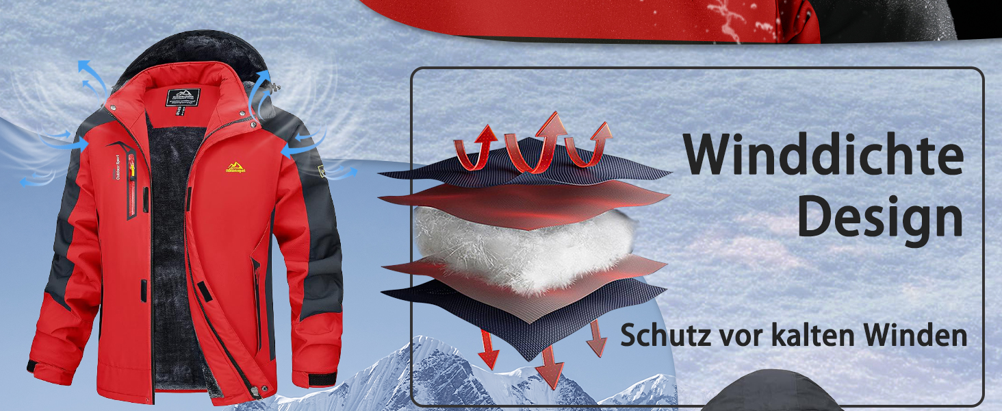 MAGCOMSEN Зимова куртка для чоловіків, тепла з підкладкою, водонепроникна, для катання на лижах, сноуборді, активного відпочинку, робоча куртка з відстібаною капюшоном, чорна, 3XL