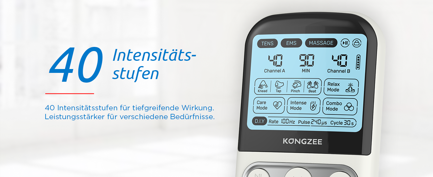 Пристрій 4-в-1 для домашнього майстерності EMS: масаж, стимуляція м'язів та нервів. Двоканальний TENS-терапевтичний пристрій для зняття болю, схвалений FDA, з 12 електродних подушечок. Чорний