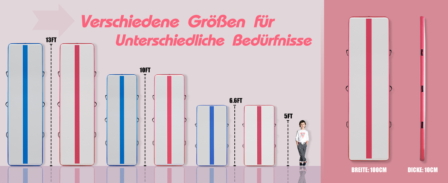 Гімнастичний надувний мат для гімнастики Tuxedo Sailor Airtrack, 400 x 100 x 10 см, рожевий. Надувний килимок для дому, спортзалу, челедансу, йоги. Електричний насос в комплекті.