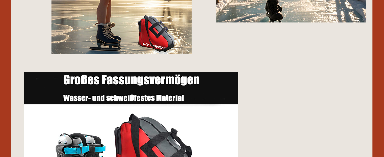 Сумка для ковзанів VPRO: для ковзанярства на льоду та роликів, з ремінцем та блискавкою, для дітей та дорослих