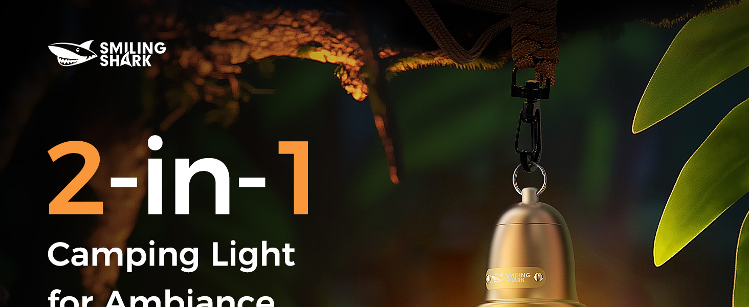 Ліхтар кемпінговий акумуляторний акумуляторний LED Shark з USB, IPX4, 5 кольорів, портативний, для відпочинку, походів, риболовлі, з брелоком