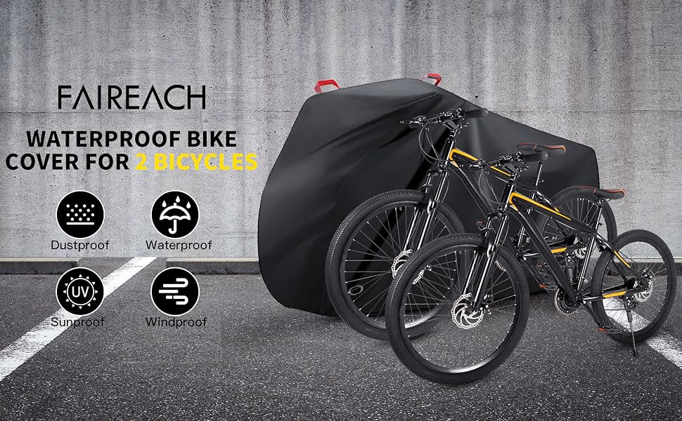 Водонепроникний захисний чохол для велосипеда та електровелосипеда на 2 велосипеди з отворами для замка – з сумкою для зберігання – чорний