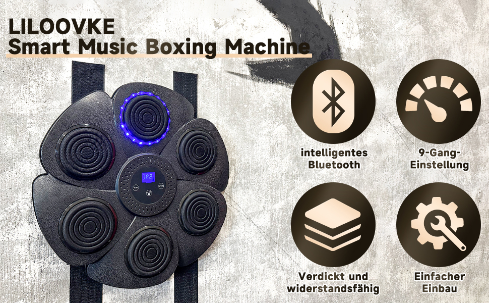 Музична боксмашина LILOOVKE зі Smart Bluetooth, LED-дисплеєм та рукавичками для боксу. Ідеальна для дому та фітнес-залу. Підходить для дорослих та дітей.