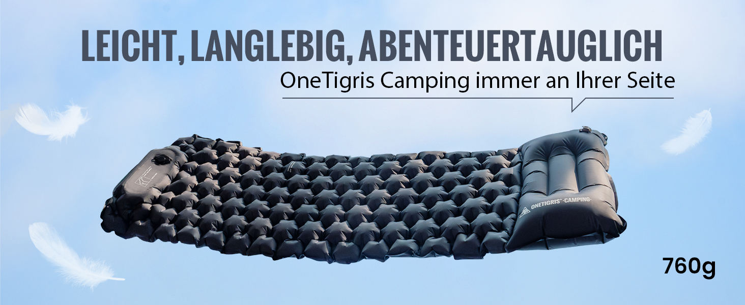 OneTigris BLACKCRYSTAL: самонадувна ізомат для кемпінгу з подушкою, компактна повітряна матрац для намету, туризму та піших прогулянок