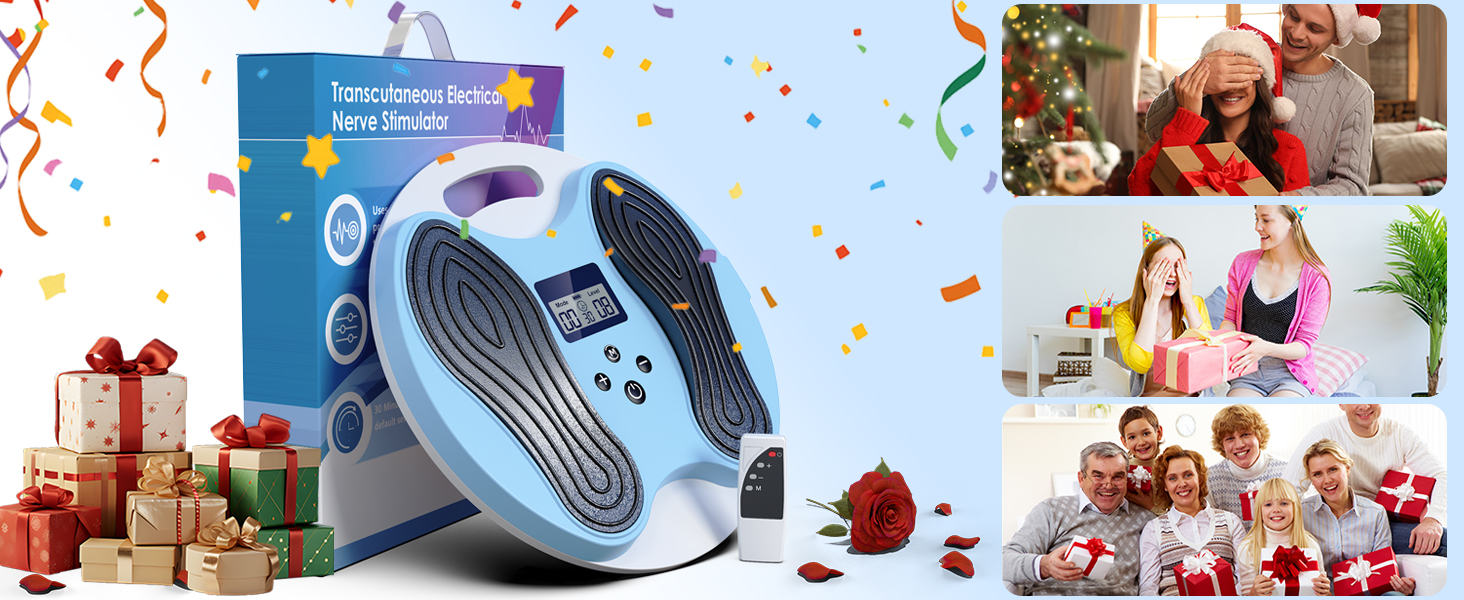 Масажер для ніг та стегон EMS, стимулятор кровообігу – покращує циркуляцію крові, знімає втому ніг та стегон, з 4 електродами TENS, блакитний/сірий