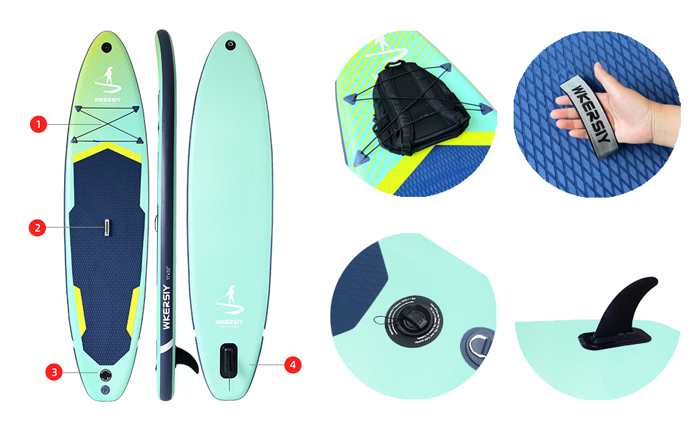 Надувний SUP Борд Allround 335см – Стабільний SUP для початківців та професіоналів – Яскравий паделборд для йоги, риболовлі та відпочинку (Зелений)