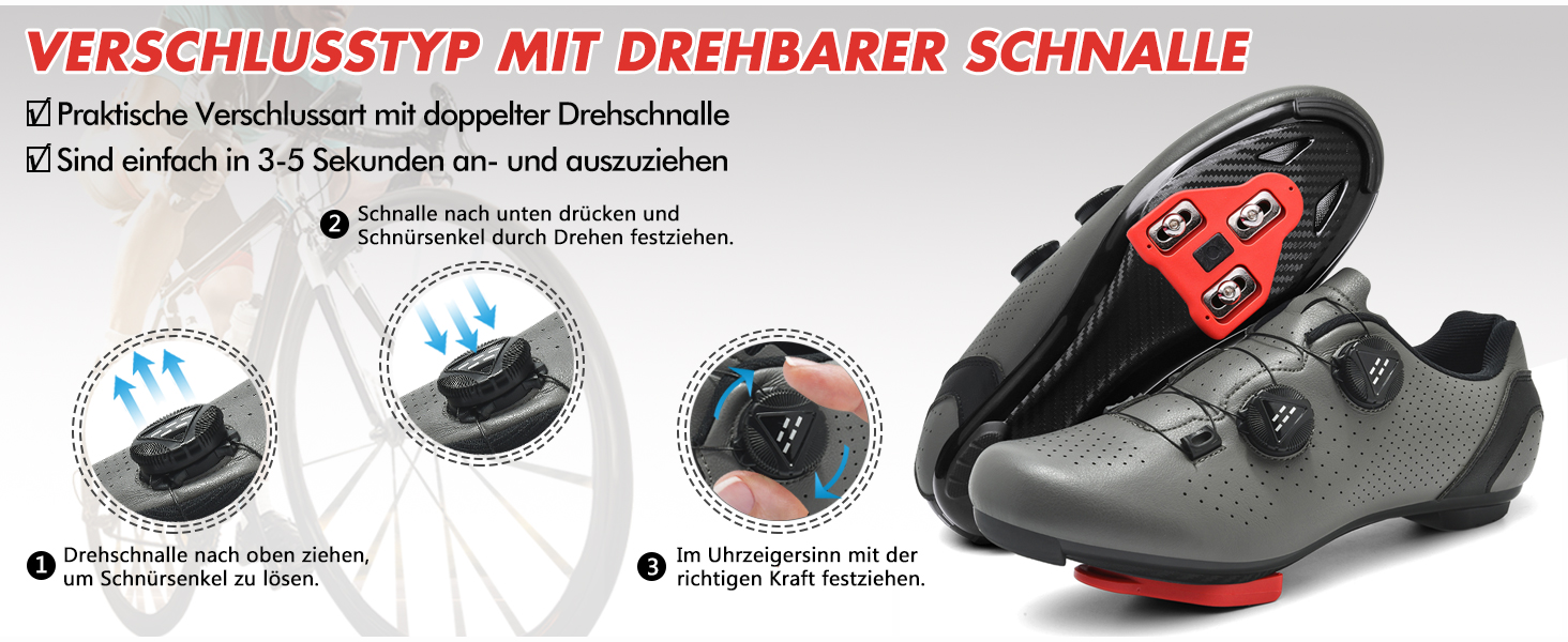 Велосипедні шкарпетки для чоловіків та жінок, шосейні велотуфлі, сумісні з SPD, SPD-SL, Look Delta/Keo | Універсальні велотуфлі для Peloton, шосе та велотренажери | Легкі та дихаючі, 40 EU, сірі