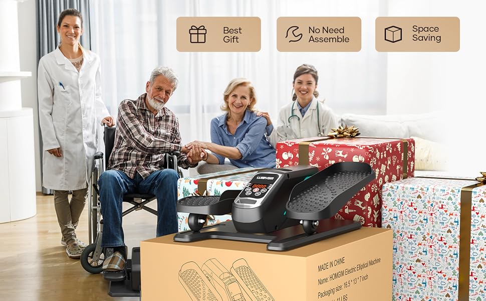 Еліптичний тренажер під стіл, тихий, моторний тренажер для ніг з інтелектуальним пультом керування, 12 швидкостей, ручні програми, Auto/3 автоматичні програми, LCD-дисплей