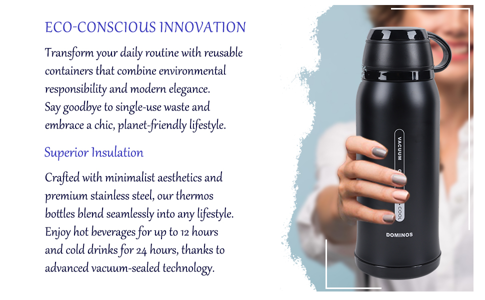 Термос-пляшка Y·J&H з нержавіючої сталі, 650 мл, подвійні стінки, без BPA, з кришкою-чашкою, для гарячих напоїв, для кемпінгу, шампанське золото