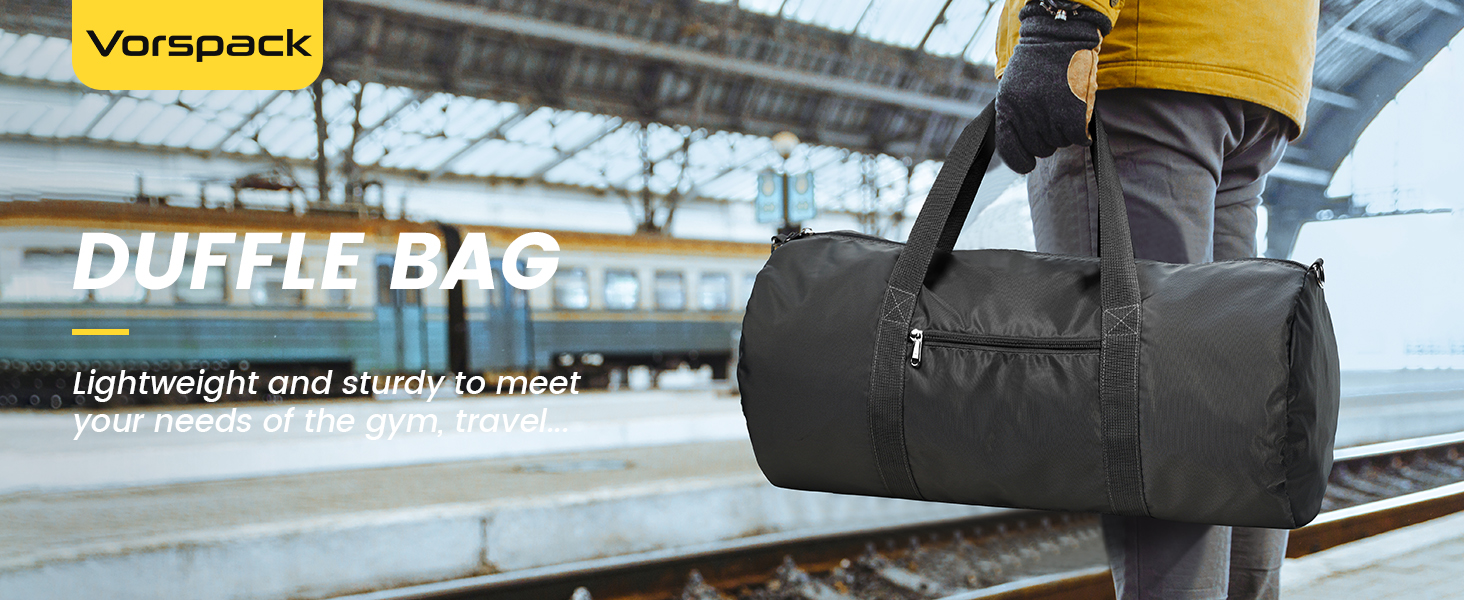 Спортивна сумка для подорожей Vorspack 28 дюймів, водонепроникна дорожня сумка-вікенд з внутрішньою кишенею для чоловіків та жінок, чорна