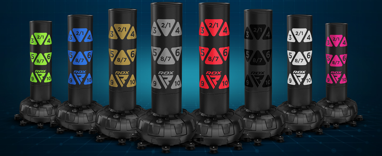 Боксерський мішок стоячий RDX 6FT, 330LB, комплект з рукавичками та покриттям XXL, блакитний