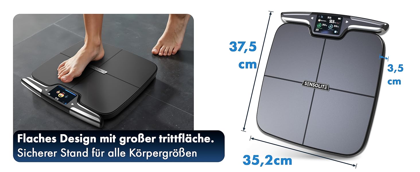 Інтелектуальна вага з аналізом складу тіла - WiFi та Bluetooth, TFT LCD дисплей, вимірювання жиру, м'язової маси, крокомір, акумулятор 800 mAh, сенсори для аналізу тіла