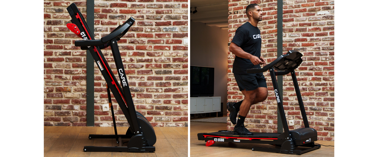 Електрична бігова доріжка Care Fitness CT-5588-2, складна, з нахилом, 16 км/год, 12 програм, сумісна з Kinomap