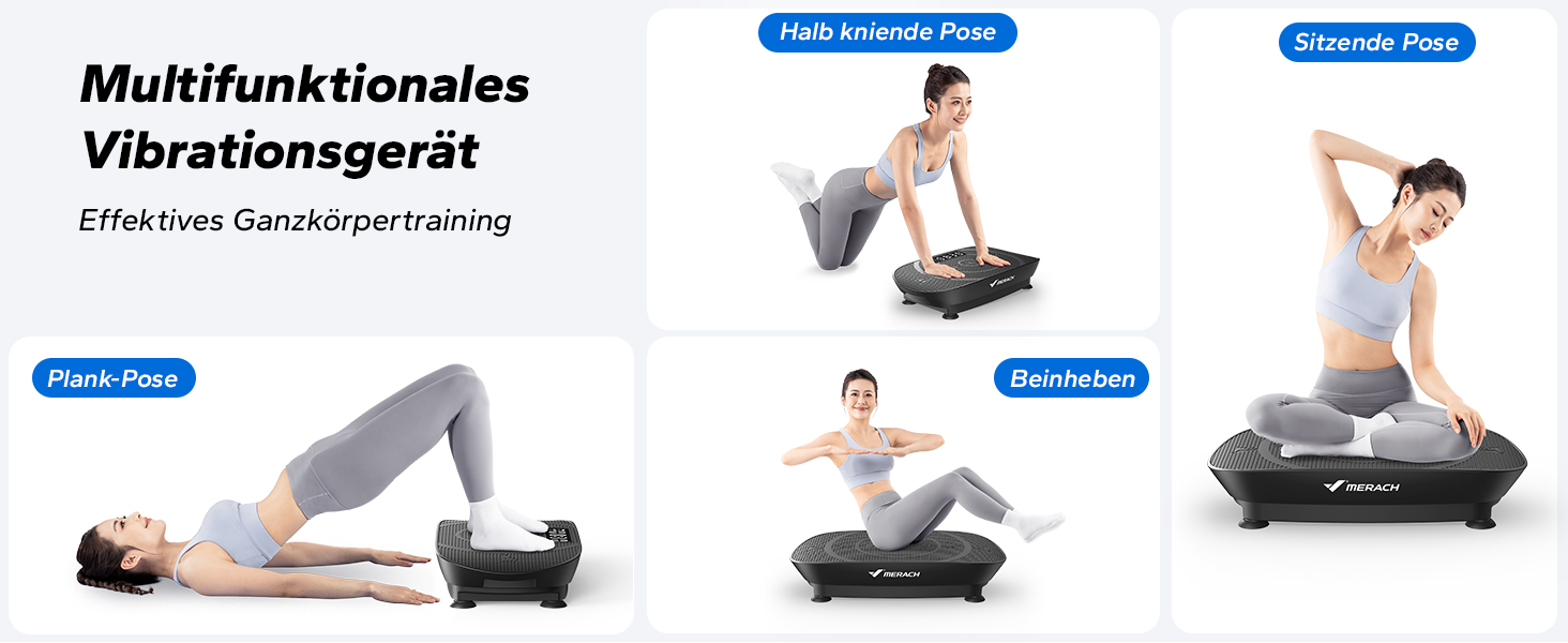 Вібраційна платформа MERACH для тренувань всього тіла, побудова та формування м'язів, автоматичне регулювання швидкості, Bluetooth-динамік, чорний