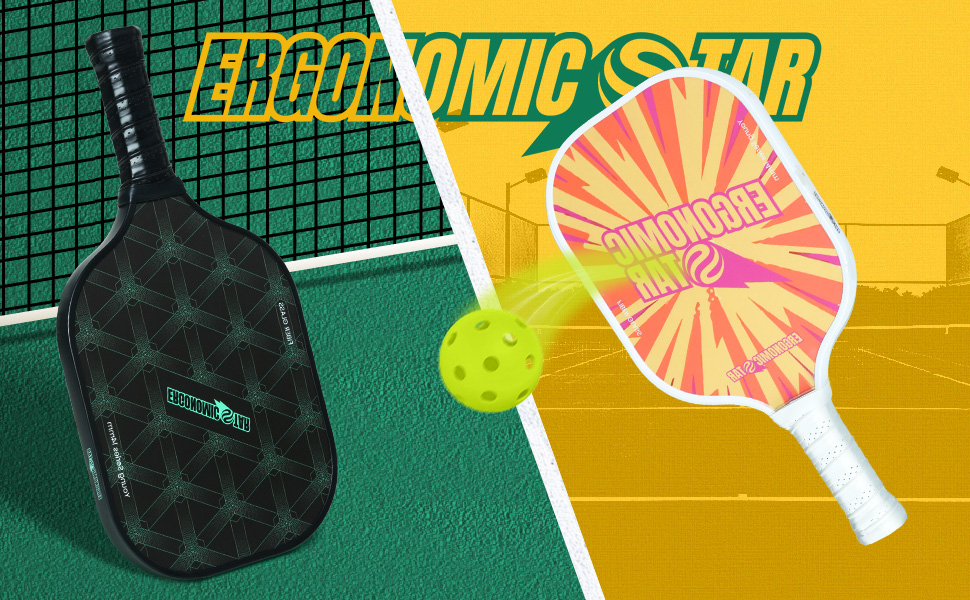 Набір для піклболу Ergonomicstar: фібергласові ракетки, 4 м'ячі, сумка, захист, легкі ракетки для початківців, для гри в приміщенні та на вулиці, чорний