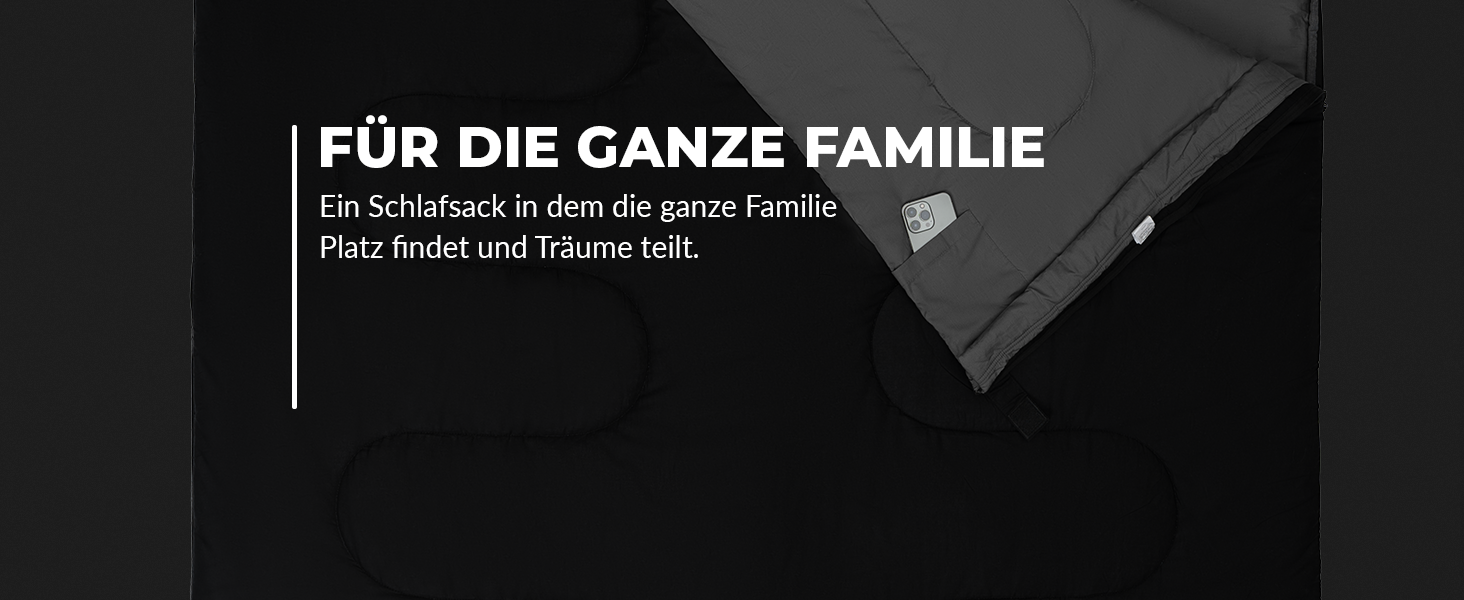 Спальний мішок туристичний, 100% бавовна, до -3°C з подушкою. Підходить для жінок та чоловіків. Розмір 75x190 см, 3-4 сезони, теплий, чорний.