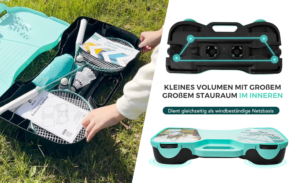 Набір для бадмінтону EasyGo: 4 ракетки, сітка, 4 волани, сумка для зберігання