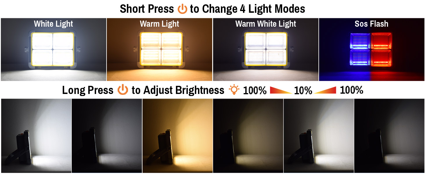 ERAY Сонячний LED прожектор 150W з акумулятором 7800mAh, 336 LED, 4 режими, 2 способи зарядки, портативний ліхтар для кемпінгу, гаража, надзвичайних ситуацій (сірий)