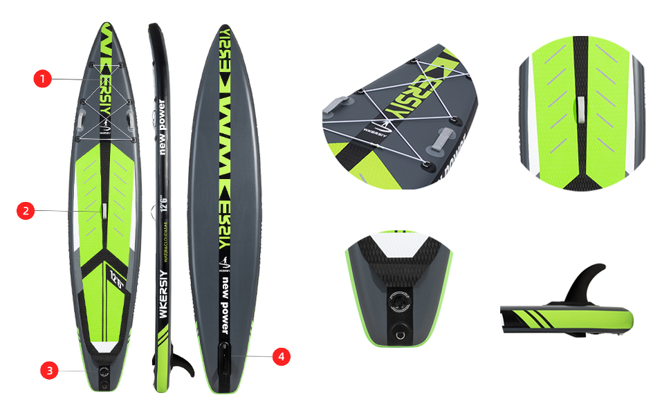 Надувний SUP Борд 380см для Турингу та Перегонів – Стабільний Станд Ап Падл Борд з високою вантажопідйомністю. Комплект Allround SUP з кріпленням для Action-Cam, підходить для йоги та риболовлі. Зелений 380*76см