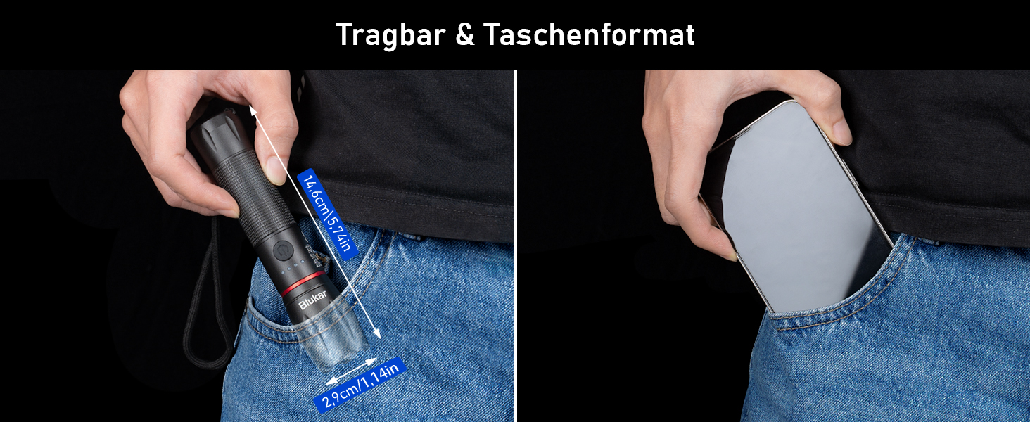 LED ліхтарі Blukar, 2 шт., 2000 люмен, зумуючі, 5 режимів, водонепроникні (IPX6), для кемпінгу, туризму, риболовлі, надзвичайних ситуацій