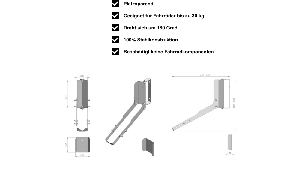 Кріплення для велосипеда RTR BIKES Kranked Twist – поворотне на 180°, для електровелосипедів та MTB до 30 кг, підходить для коліс 24-29 дюймів та шин 3,5