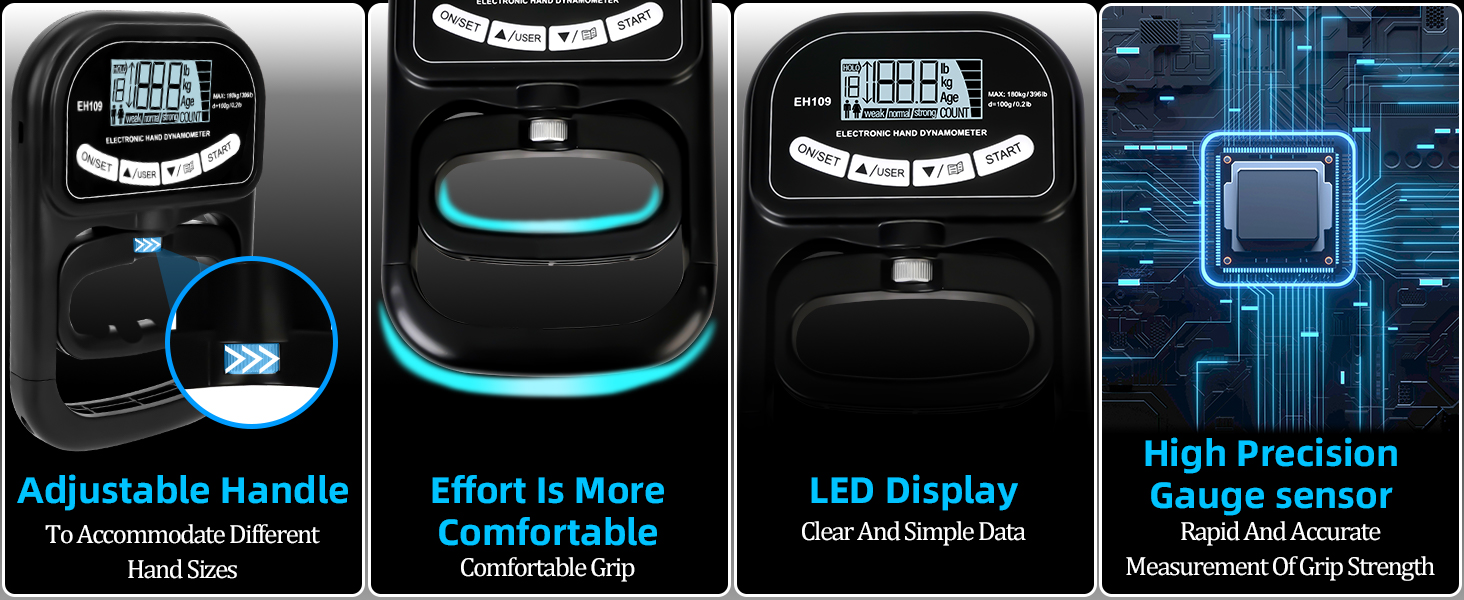 Динамометр ручний цифровий 180 кг з USB зарядкою та LCD-дисплеєм для спортсменів та домашніх тренувань