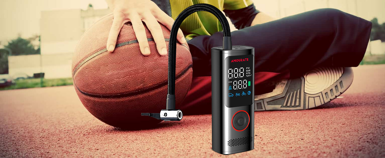 Портативний компресор YOUNICE 160PSI 120W з акумулятором 7800мАг, електрична міні насос для шин з LCD-дисплеєм і LED, для авто, мото, велосипеда, м'ячів