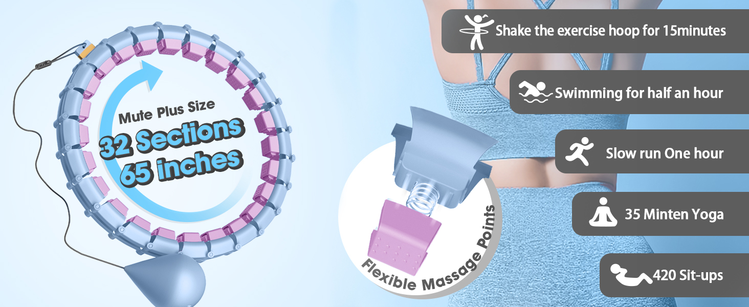 Розусний обруч для схуднення з ваговим кільцем (32 вузли, 57-165 см) Blau Lila - фітнес-обруч для дорослих