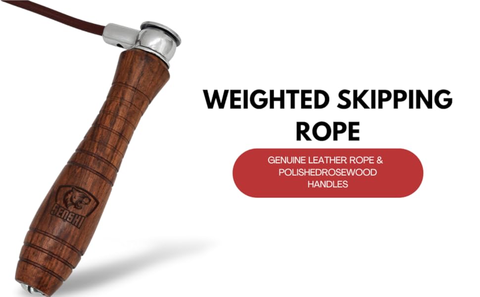 Стрибкова скакалка Senshi Japan з утяженими ручками, анти-втомні ручки, вагова скакалка для чоловіків, жінок та дітей, 600 г – ручки з палісандру