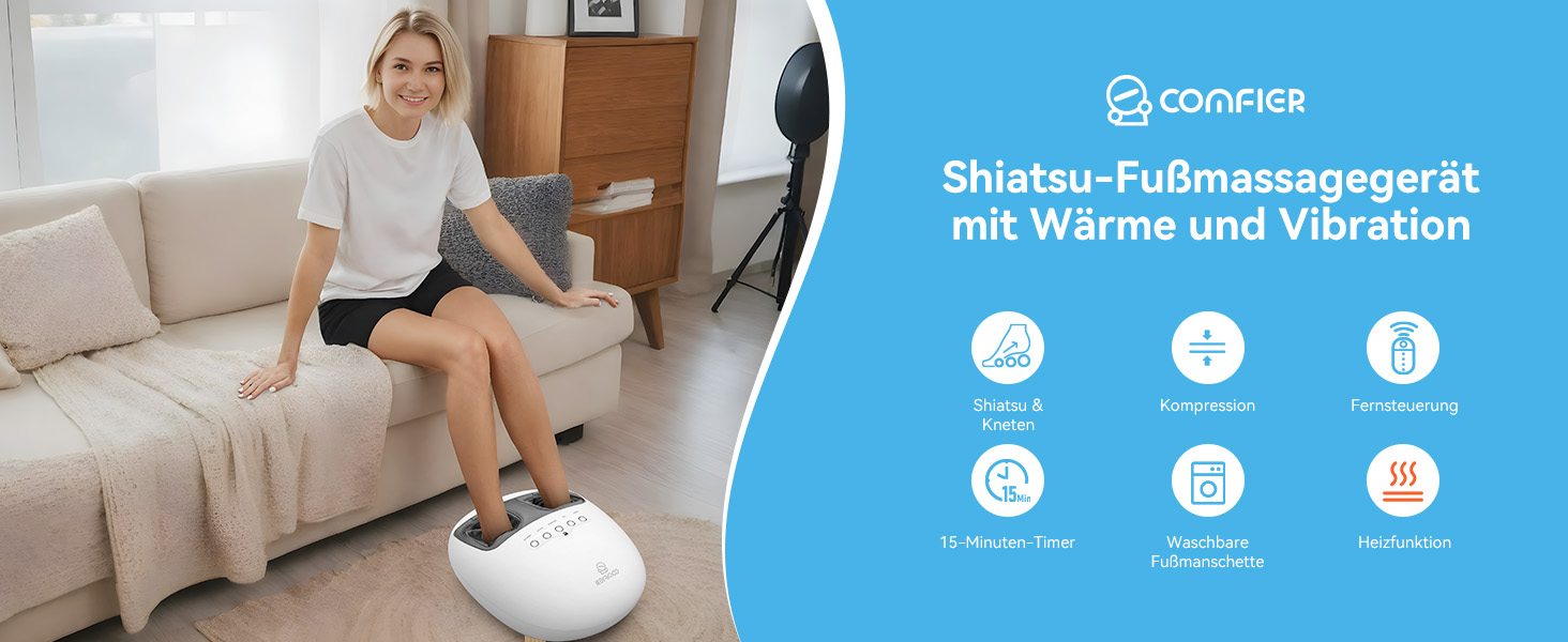 Масажер для ніг COMFIER Shiatsu: нагрівання, розминання, вібрація, ДК