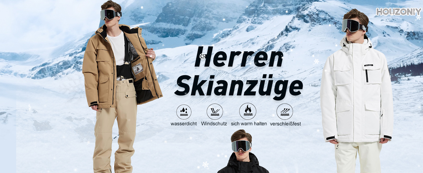 Сніговий костюм HOUZONIY для чоловіків, жовто-чорний, дихаючий, вітронепроникний, з капюшоном, для катання на лижах та сноуборді