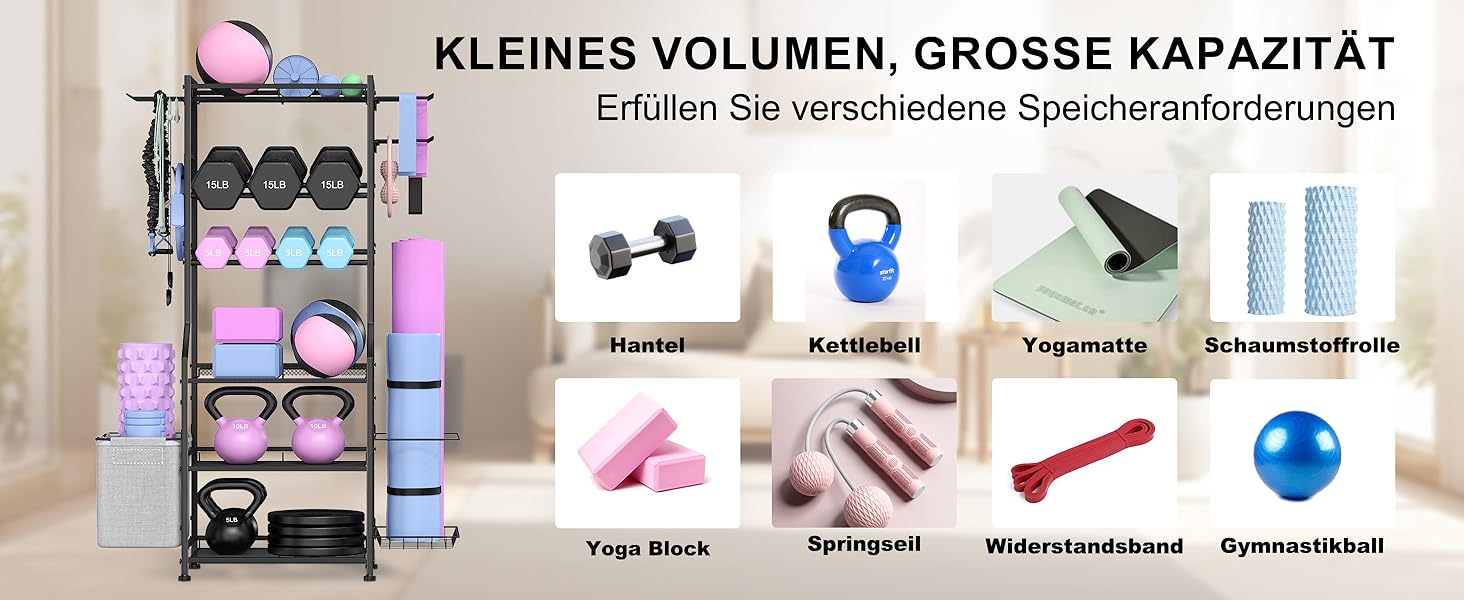 Металевий стійка для гантелей та гирь, органайзер для йога-матів, чорний. Підійде для домашнього спортзалу