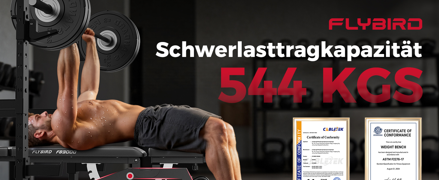 Відкидна тренажерна лава FLYBIRD з регулюванням, до 544 кг, для дому, з подовженою спинкою для жиму лежачи (L-544KG)