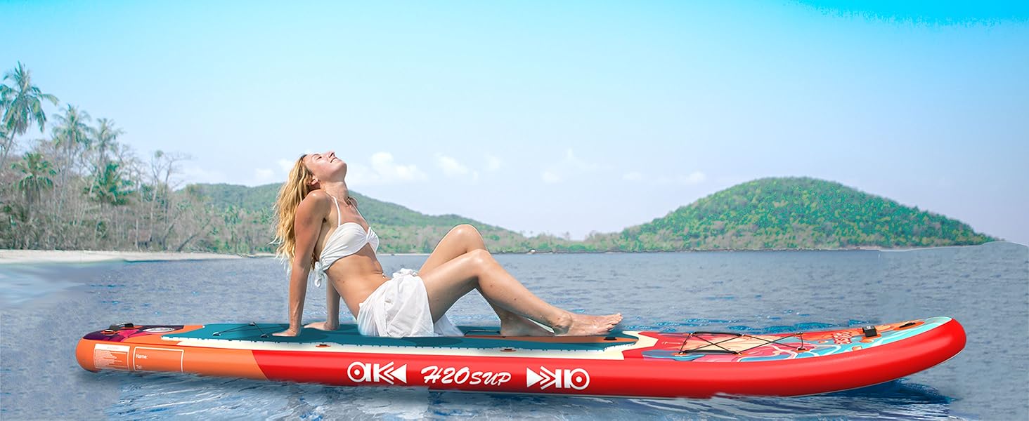 Надувний SUP дошка H2OSUP Stand Up Paddling Board - широка, з аксесуарами, для всіх рівнів, червона