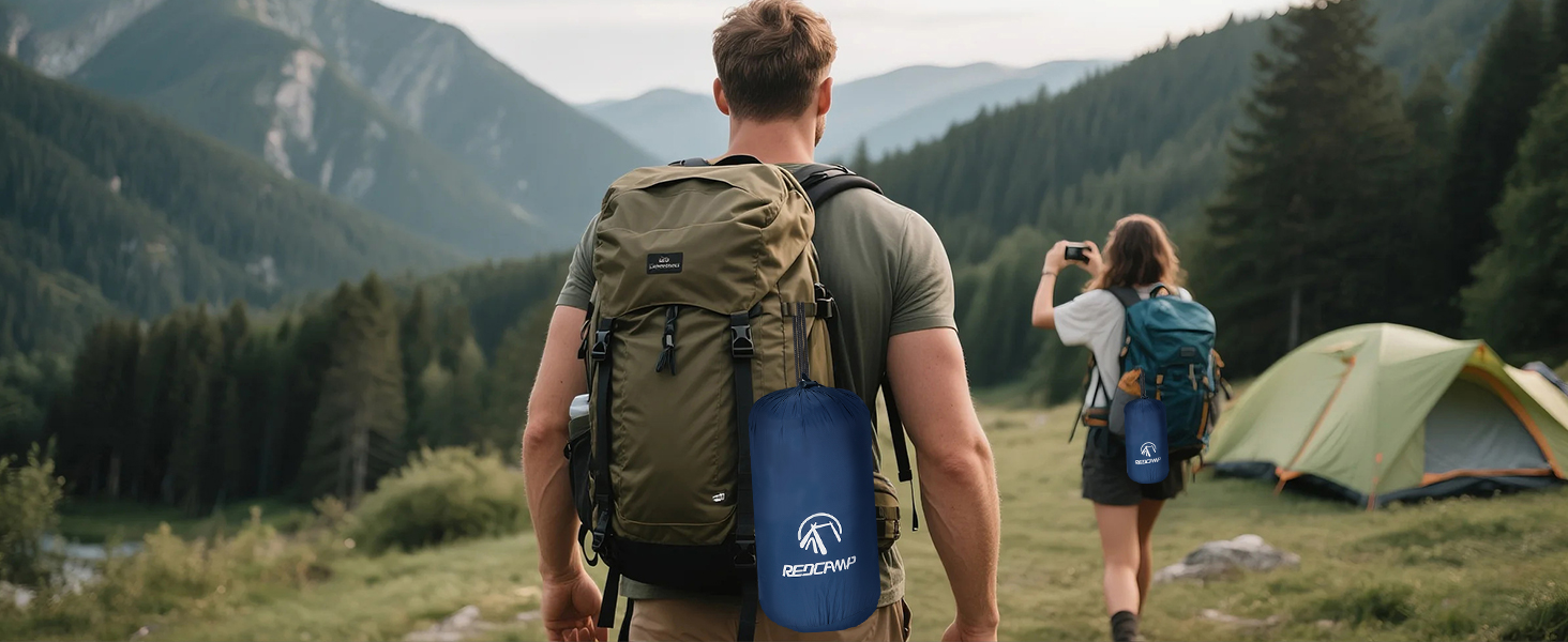 Спальний мішок Redcamp для дітей 175x65 см, мумієвидний, 3-сезонний, для кемпінгу та відпочинку на природі (рожевий/темно-синій)