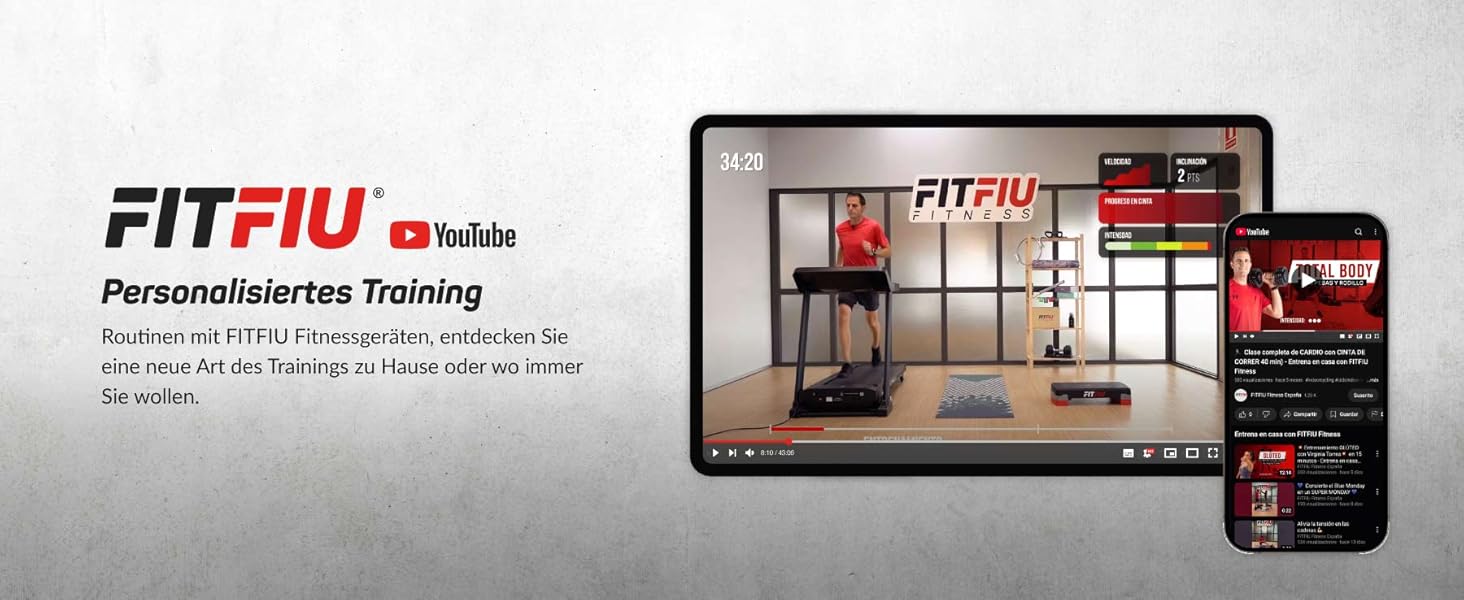 Біговий тренажер FITFIU Fitness MC-500 зі складною конструкцією, автоматичним нахилом, 18 км/год, пульсометром, Bluetooth та підключенням до додатків (Kinomap, Spax, Zwift), площа бігового полотна 41x123 см, максимальне навантаження 120 кг