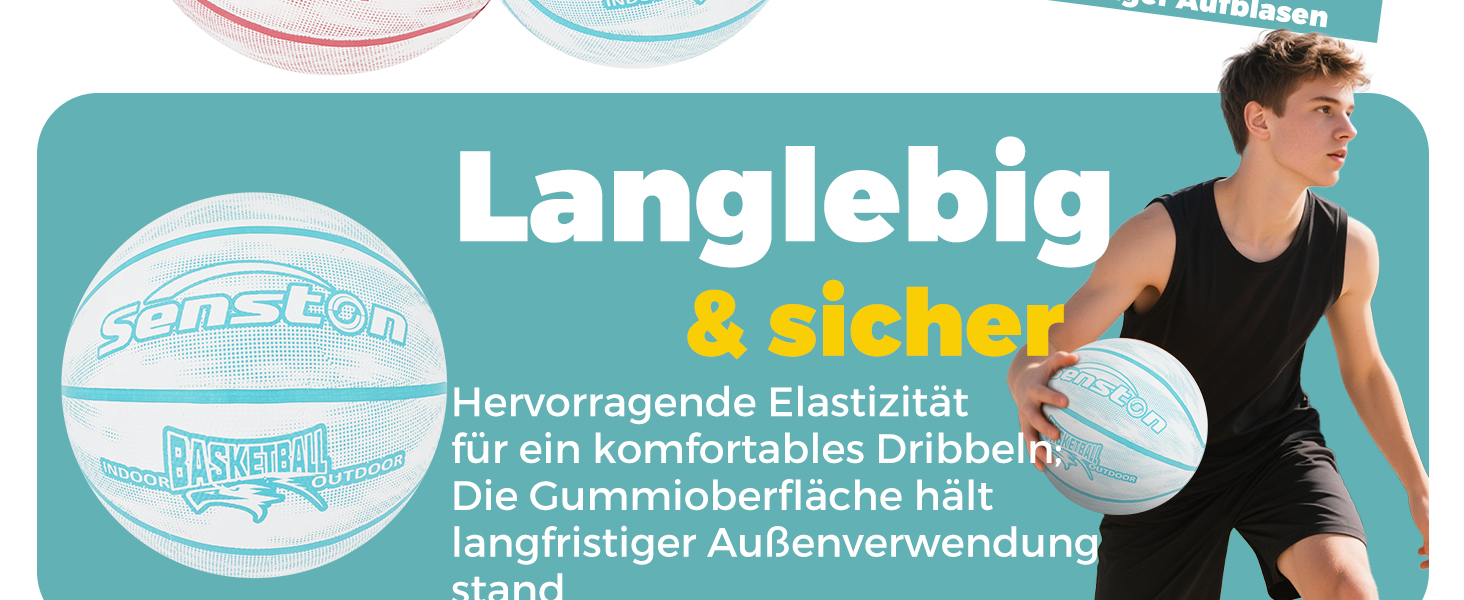 Баскетбольний м'яч Senston, розмір 7, фіолетовий. З набором для накачування. Антиковзаюча поверхня, відмінне зчеплення. Для гри на вулиці.