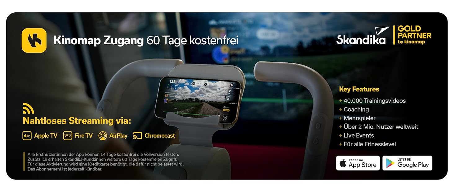 Skandika Ergometer Abisko Рожевий: Електричний велотренажер з EMS-опором, керуванням через додаток, автоматичним регулюванням сидіння та керма, 36 рівнів опору | Для дому