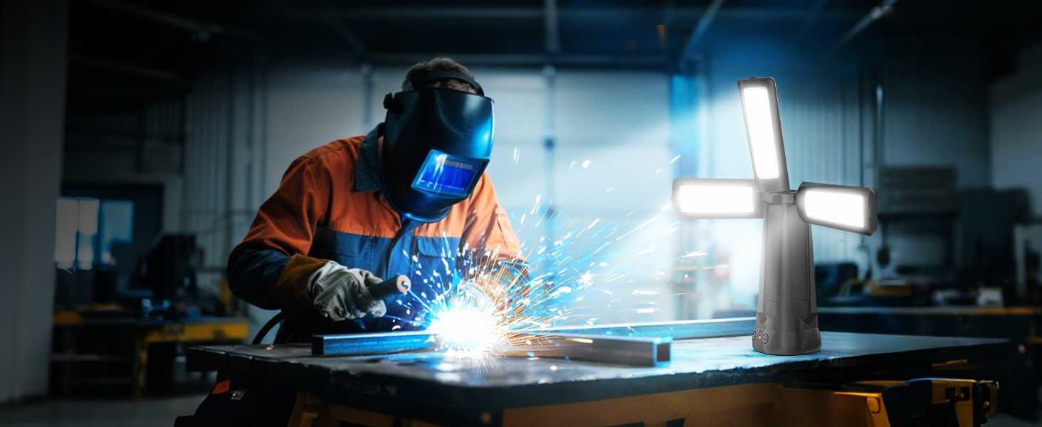 Портативна LED кемпінгова лампа на акумуляторі 15000mAh з телескопічним штативом, 5500LM, IP65, вологостійка, для кемпінгу, подорожей, будівництва та надзвичайних ситуацій (чорна)