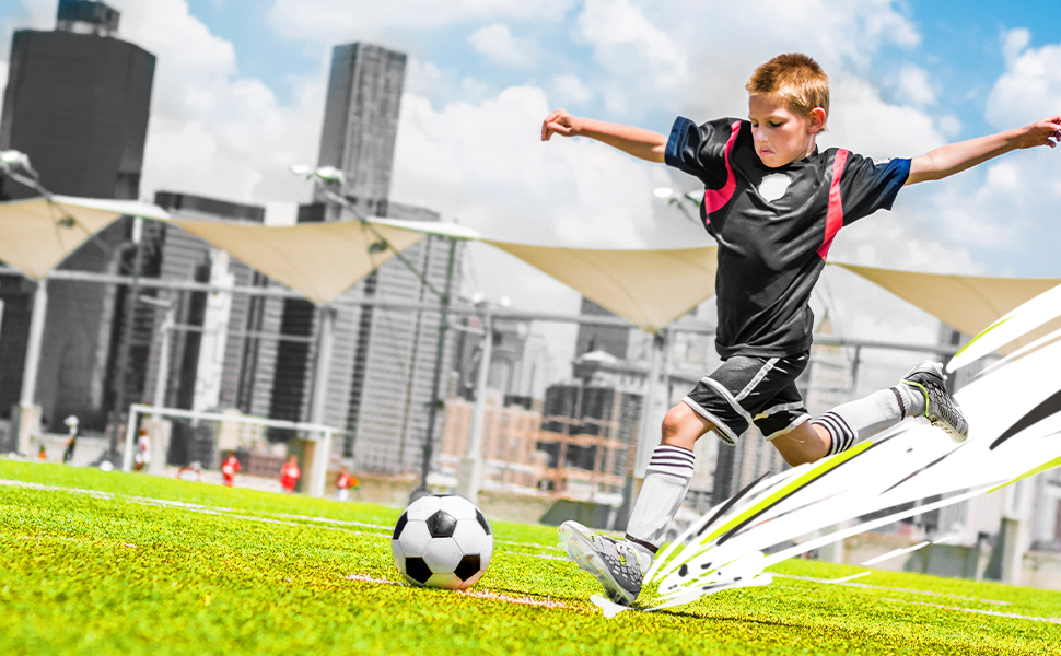 ДREAM PAIRS Дитячі футбольні бутси з низьким верхом, довгі шипи, спортивне взуття для легкоатлетики, тренувань, стрибків у довжину, бігу, футболу. Зносостійкі, з сильним зчепленням, 32 EU, світло-сірий, темно-синій