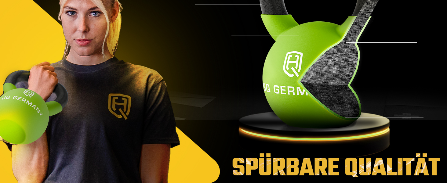 Кетлбел з неопрену HQ Germany® | Повнорозлитий | 2-32 кг | Стартові комплекти | Точність ваги ±2,0%