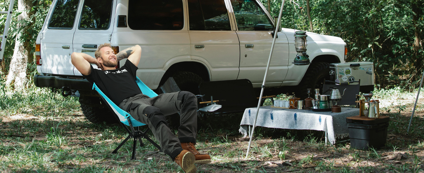 Складний туристичний стілець VILLEY, блакитний, з алюмінієвим каркасом, 150 кг, з сумкою для відпочинку та риболовлі