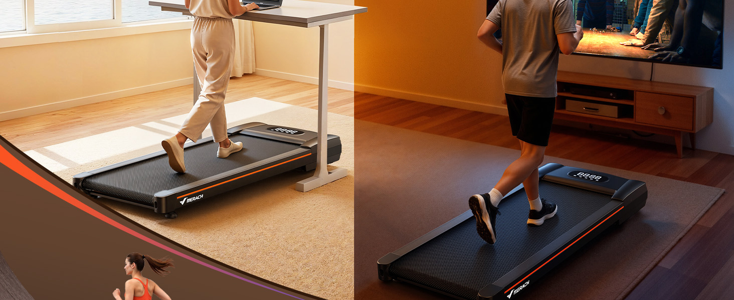 MERACH Walking Pad - біговий килимок для дому з регулюванням нахилу до 12%, максимальне навантаження до 180 кг, тихий мотор, стіл для бігу, дистанційне керування, динамік